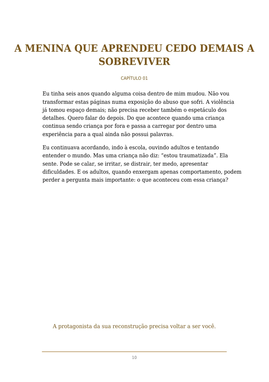Pagina do livro A Menina que Aprendeu Cedo Demais a Sobreviver