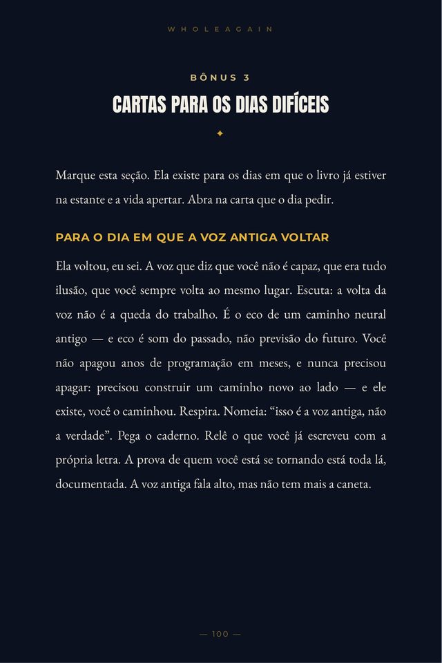 Página das Cartas para os Dias Difíceis